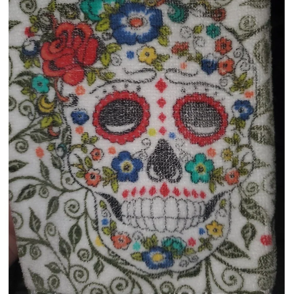 Halloween Kitchen Towels Skull Decor Holiday Party Decorations Decorative Floral